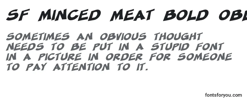 Überblick über die Schriftart SF Minced Meat Bold Oblique