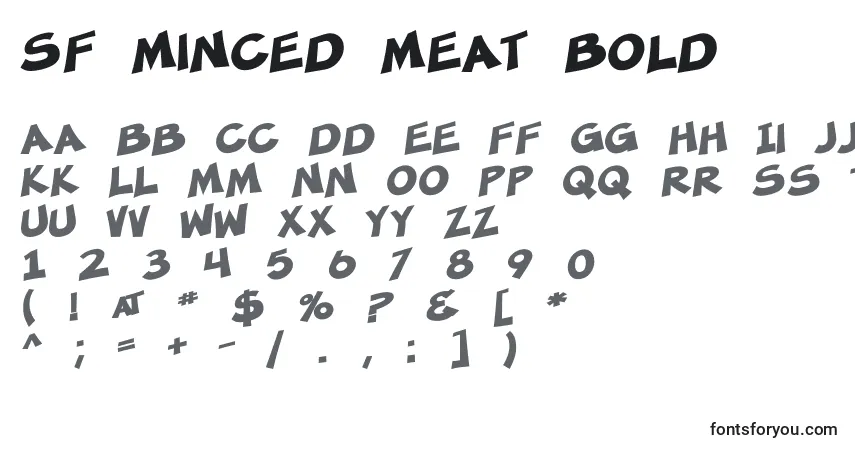 Schriftart SF Minced Meat Bold – Alphabet, Zahlen, spezielle Symbole