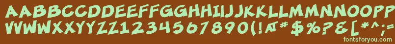 フォントSF Minced Meat Bold – 緑色の文字が茶色の背景にあります。