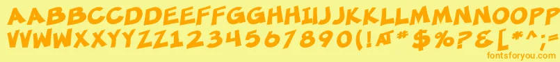SF Minced Meat Bold-Schriftart – Orangefarbene Schriften auf gelbem Hintergrund