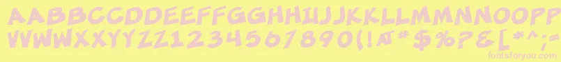 SF Minced Meat Bold-fontti – vaaleanpunaiset fontit keltaisella taustalla