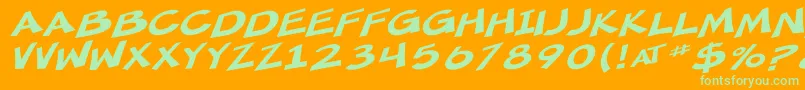 SF Minced Meat Extended Oblique Font – Green Fonts on Orange Background