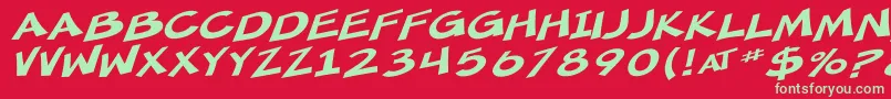 SF Minced Meat Extended Oblique Font – Green Fonts on Red Background