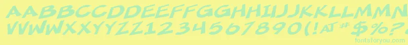 SF Minced Meat Extended Oblique Font – Green Fonts on Yellow Background