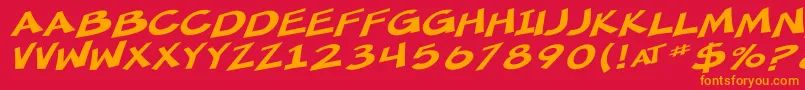 SF Minced Meat Extended Oblique Font – Orange Fonts on Red Background