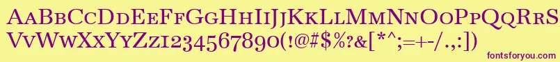 AntiquaCapsRegular Font – Purple Fonts on Yellow Background