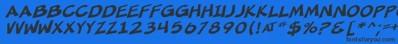SF Minced Meat Oblique-Schriftart – Schwarze Schriften auf blauem Hintergrund
