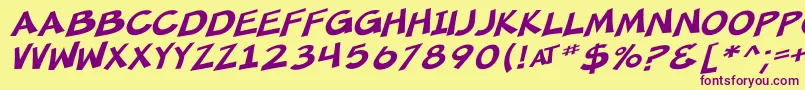 SF Minced Meat Oblique Font – Purple Fonts on Yellow Background