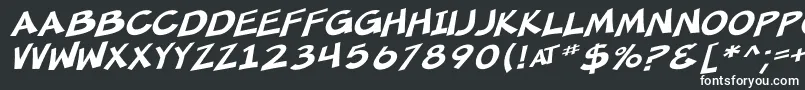 Шрифт SF Minced Meat Oblique – белые шрифты на чёрном фоне