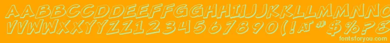 SF Minced Meat Shaded Oblique Font – Green Fonts on Orange Background