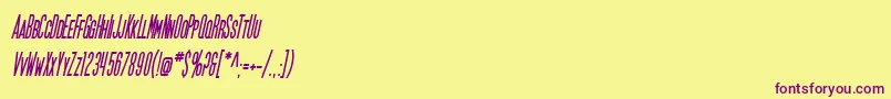 SF Movie Poster Condensed Bold Oblique Font – Purple Fonts on Yellow Background