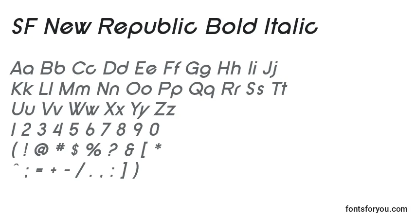SF New Republic Bold Italic-fontti – aakkoset, numerot, erikoismerkit