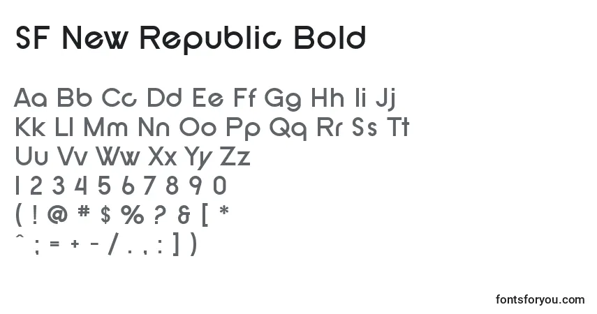 Fuente SF New Republic Bold - alfabeto, números, caracteres especiales