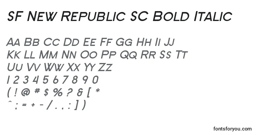 A fonte SF New Republic SC Bold Italic – alfabeto, números, caracteres especiais