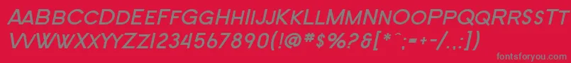 SF New Republic SC Bold Italic-fontti – harmaat kirjasimet punaisella taustalla