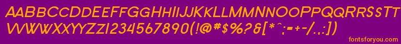 フォントSF New Republic SC Bold Italic – 紫色の背景にオレンジのフォント