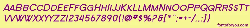SF New Republic SC Bold Italic-fontti – violetit fontit keltaisella taustalla