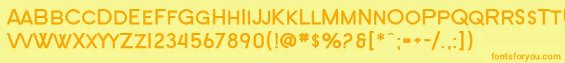 SF New Republic SC Bold-Schriftart – Orangefarbene Schriften auf gelbem Hintergrund