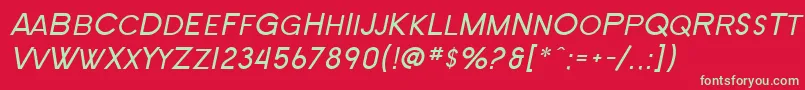 フォントSF New Republic SC Italic – 赤い背景に緑の文字