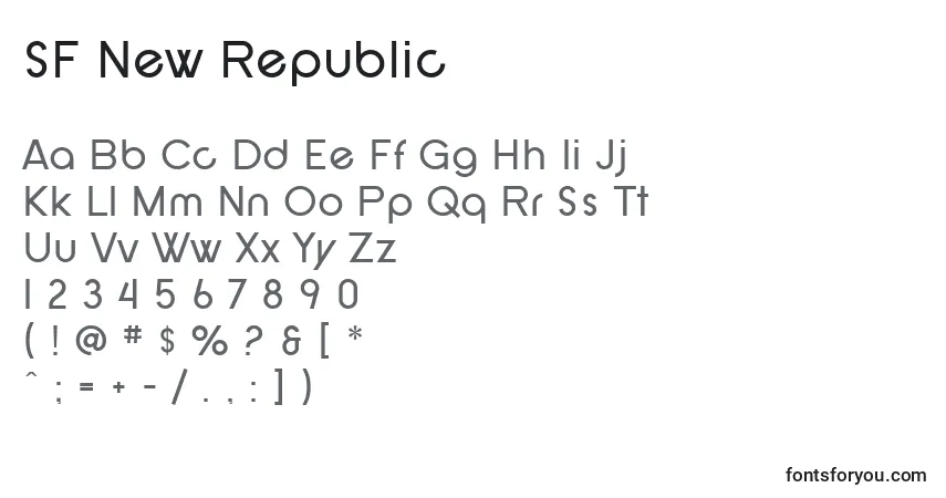 Schriftart SF New Republic – Alphabet, Zahlen, spezielle Symbole