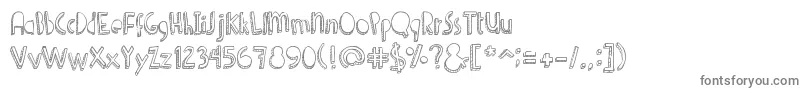 DenneShuffle-fontti – harmaat kirjasimet valkoisella taustalla