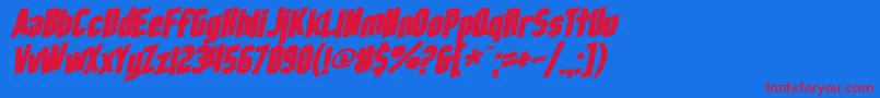 SF Obliquities Bold Font – Red Fonts on Blue Background