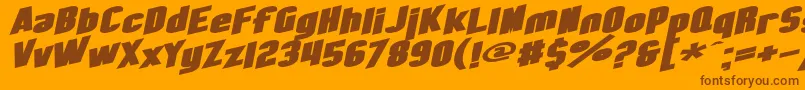 SF Obliquities Extended Bold Font – Brown Fonts on Orange Background