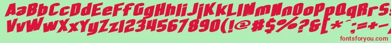 SF Obliquities Extended Bold Font – Red Fonts on Green Background