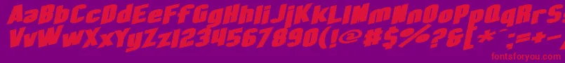 SF Obliquities Extended Bold Font – Red Fonts on Purple Background