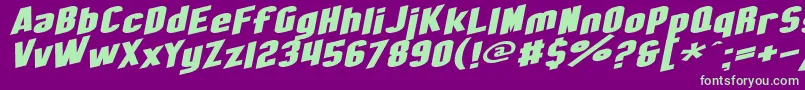 SF Obliquities Extended Font – Green Fonts on Purple Background