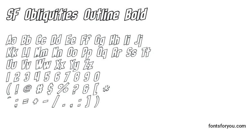 Schriftart SF Obliquities Outline Bold – Alphabet, Zahlen, spezielle Symbole