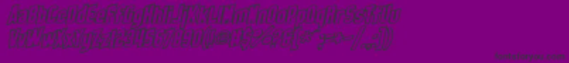 フォントSF Obliquities Outline Bold – 紫の背景に黒い文字