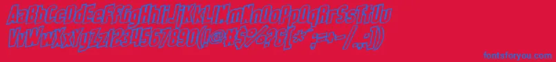 SF Obliquities Outline Bold Font – Blue Fonts on Red Background