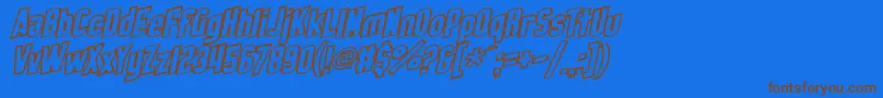 SF Obliquities Outline Bold Font – Brown Fonts on Blue Background