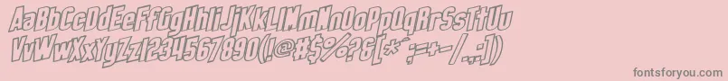 Czcionka SF Obliquities Outline Bold – szare czcionki na różowym tle