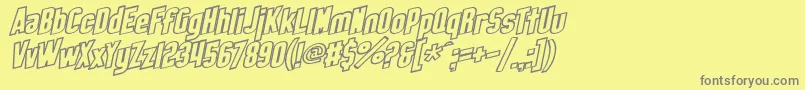 SF Obliquities Outline Bold Font – Gray Fonts on Yellow Background