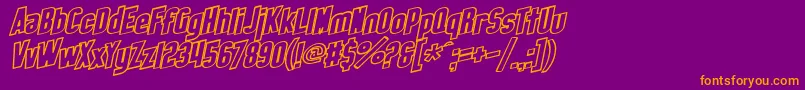 Fonte SF Obliquities Outline Bold – fontes laranjas em um fundo violeta