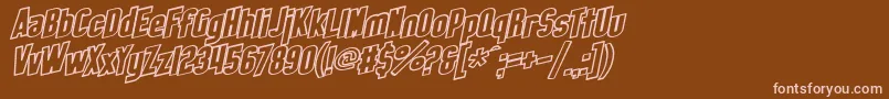 Fonte SF Obliquities Outline Bold – fontes rosa em um fundo marrom