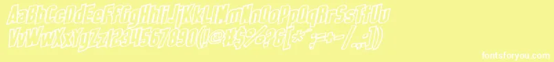 SF Obliquities Outline Bold Font – White Fonts on Yellow Background