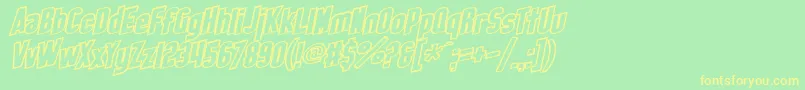 SF Obliquities Outline Bold Font – Yellow Fonts on Green Background