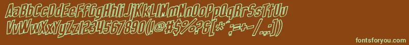 Шрифт SF Obliquities Outline – зелёные шрифты на коричневом фоне