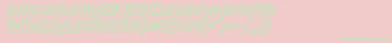 SF Obliquities Outline-Schriftart – Grüne Schriften auf rosa Hintergrund