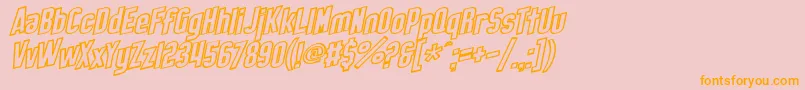 SF Obliquities Outline-Schriftart – Orangefarbene Schriften auf rosa Hintergrund