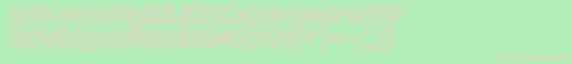 SF Obliquities Outline-Schriftart – Rosa Schriften auf grünem Hintergrund