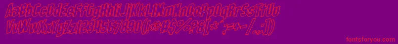 SF Obliquities Outline-Schriftart – Rote Schriften auf violettem Hintergrund