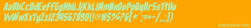 SF Obliquities Font – Green Fonts on Orange Background