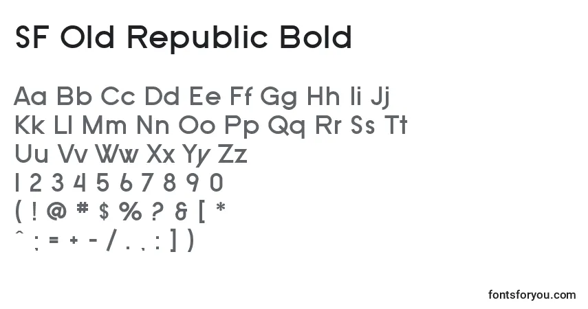 Schriftart SF Old Republic Bold – Alphabet, Zahlen, spezielle Symbole