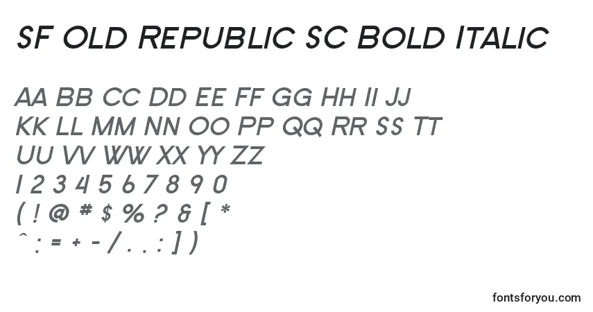 Schriftart SF Old Republic SC Bold Italic – Alphabet, Zahlen, spezielle Symbole