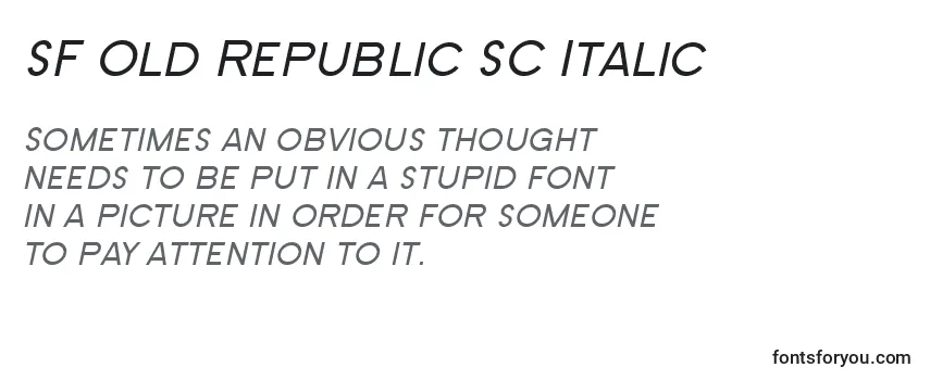 Überblick über die Schriftart SF Old Republic SC Italic