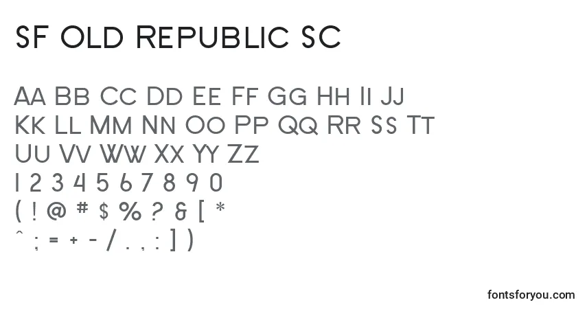 Schriftart SF Old Republic SC – Alphabet, Zahlen, spezielle Symbole